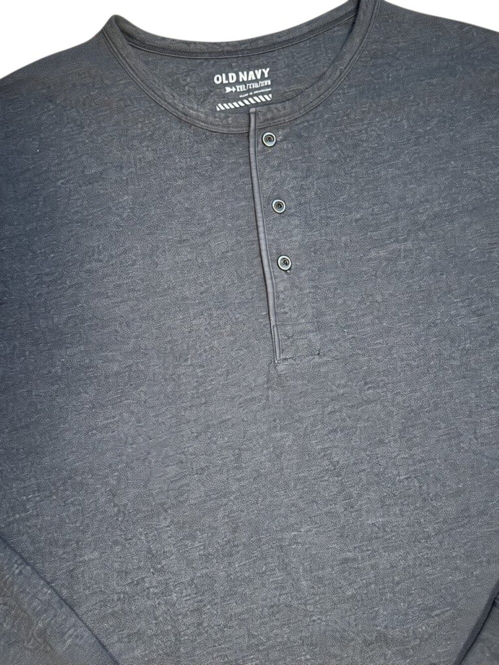 Old Navy Charcoal Gray Mens Henley Long Sleeve Shirt XXL Cotton Blend